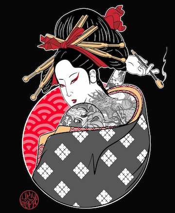 Geisha avec des tatouages de yakuza